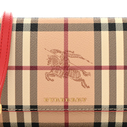 Burberry Haymarket Check Henley Wallet On Chain Coral Red 9 of 11