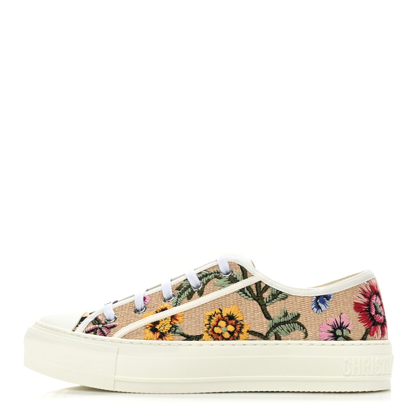 Canvas Rosa Mutabilis Embroidered Womens Walk'N'Dior Low Top Sneakers 38 Multicolor