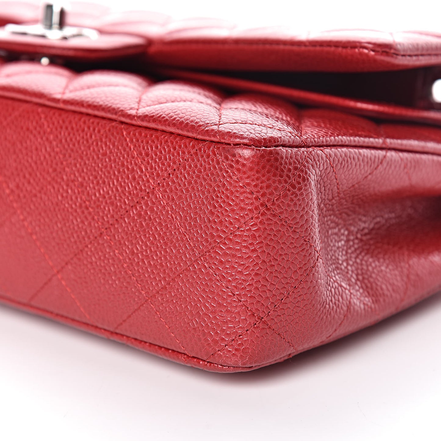 Metallic Caviar Quilted Medium Double Flap Dark Pink