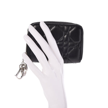 Christian Dior Lambskin Cannage Mini Lady Dior Zip Portemonnaie Black 2 of 9