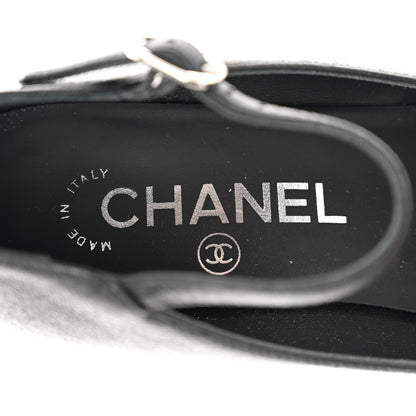 Chanel Lambskin Patent Cap Toe Mary Jane Platform Pumps 35 Black 7 of 10