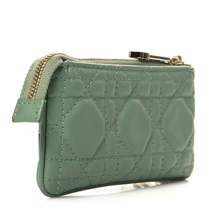 Christian Dior Lambskin Cannage Lady Dior Zipped Key Case Green 3 of 9