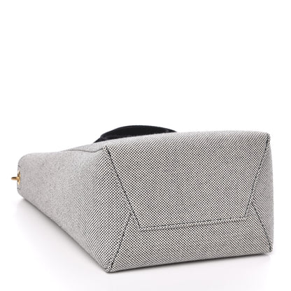 Celine Textured Canvas Small Sangle Bucket Bag Black White 4 of 9