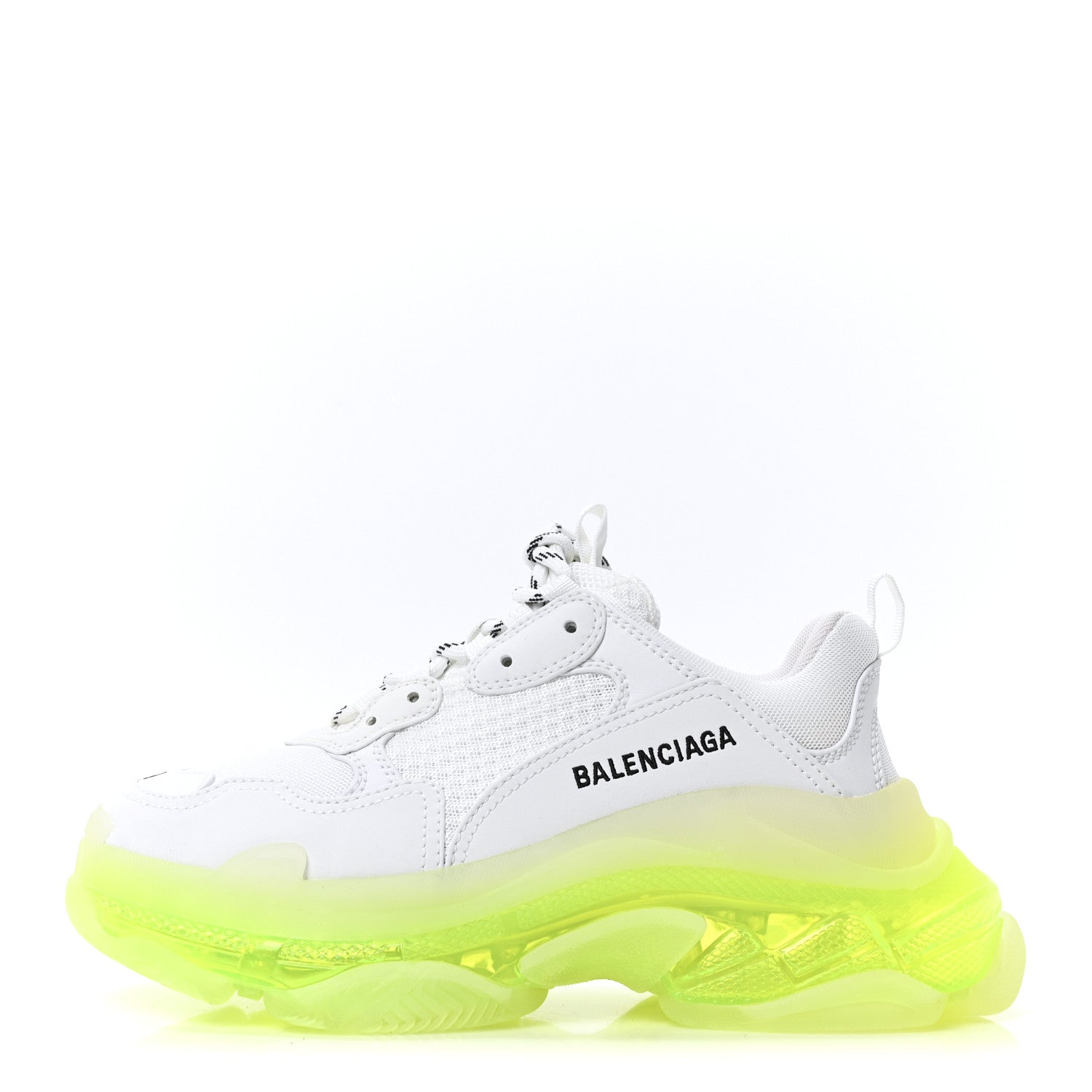 Balenciaga Fabric Mesh Clear Sole Fluo Womens Triple S Sneakers 38 White Fluo Yellow 1 of 8