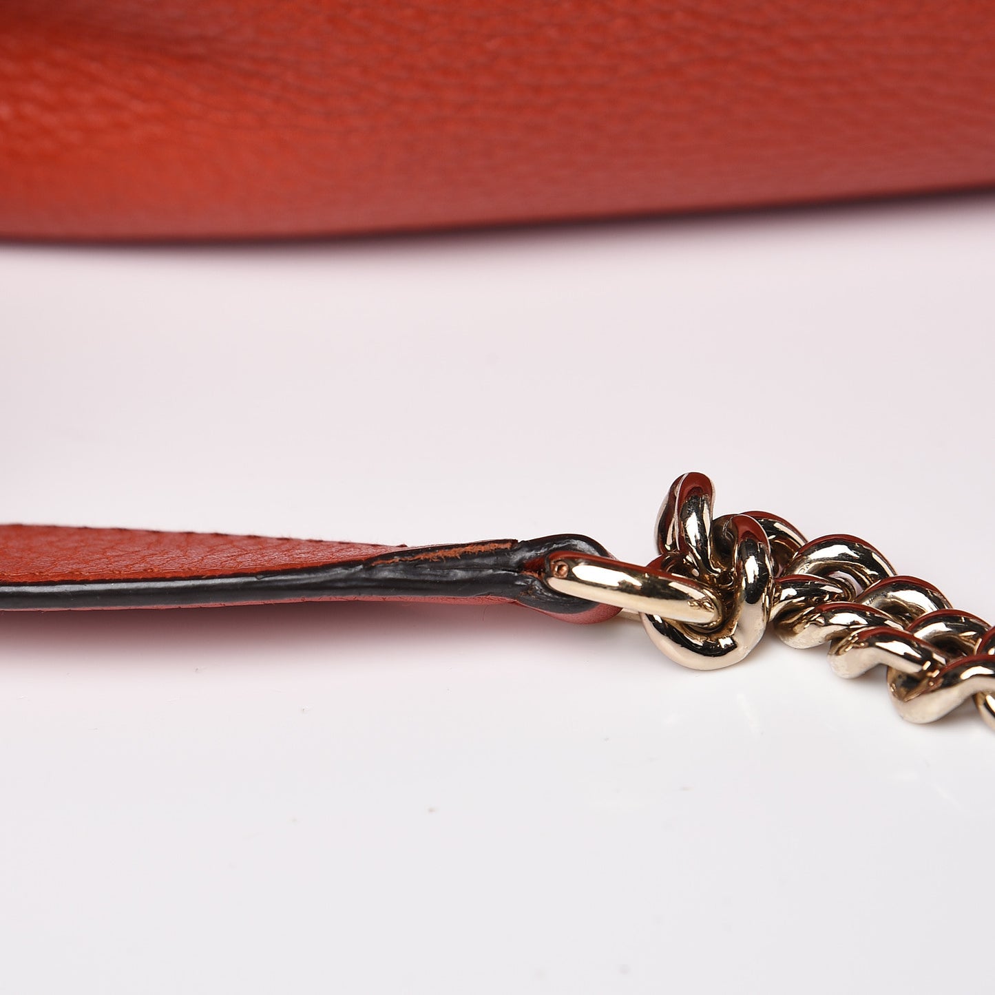 Pebbled Calfskin Medium Soho Chain Shoulder Bag Sun Orange