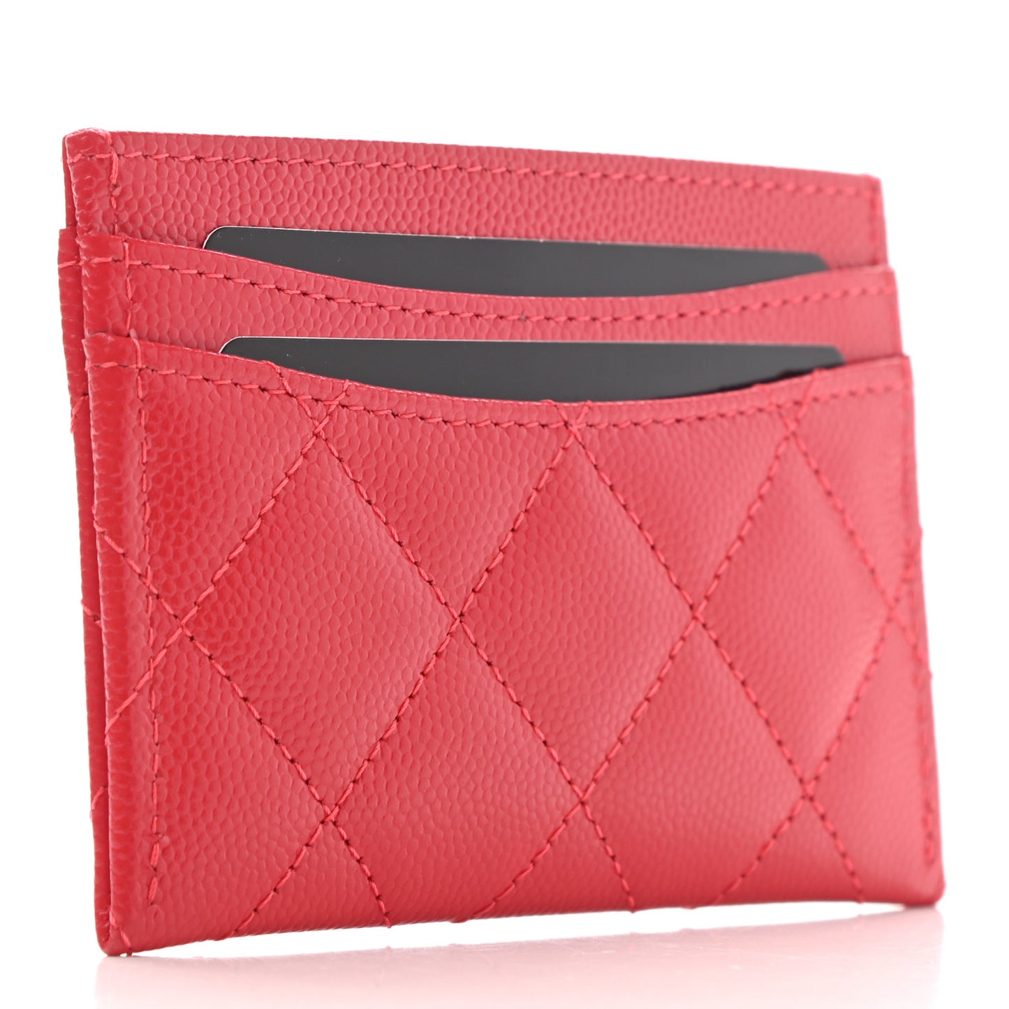Caviar Quilted Card Holder Red