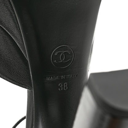 Chanel Lambskin CC Peep Toe Platform Sandals  38 Black 8 of 10