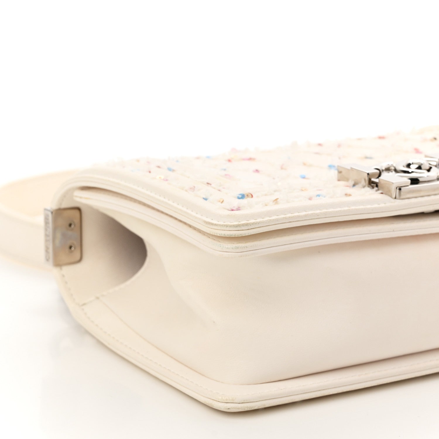 Chanel Lambskin Sequin Embroidered Small Boy Flap White Multicolor 9 of 11