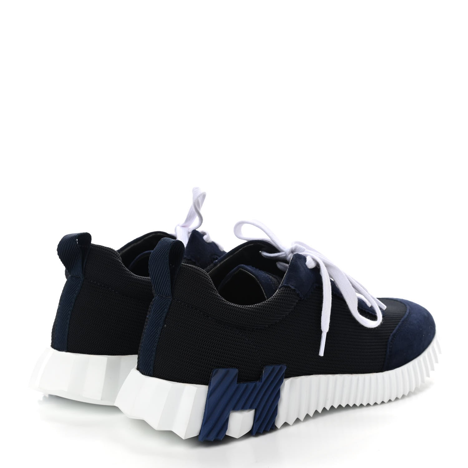 Hermes Technical Canvas Suede Goatskin Bouncing Sneakers 39.5 Marine 4 of 8
