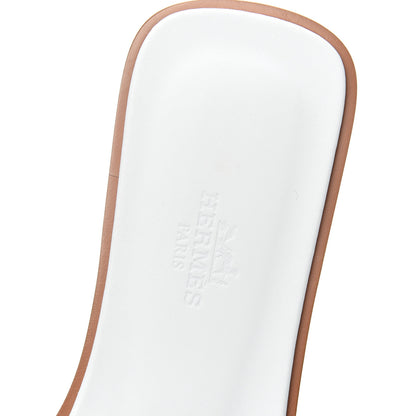 Hermes Box Calfskin Oran Sandals 37.5 White 5 of 7