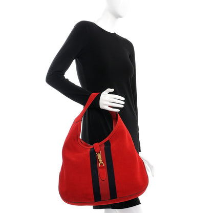 Gucci Soft Suede Web Large Jackie Hobo Red 2 of 8