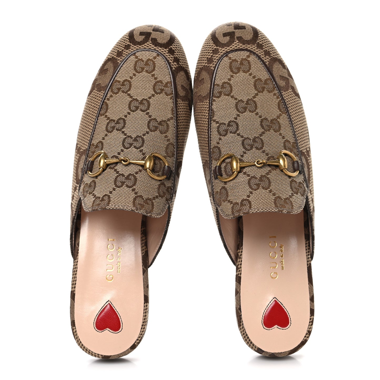 Monogram Jumbo GG Malaga Kid Womens Princetown Slippers 35.5 Camel Ebony New Acero Beige
