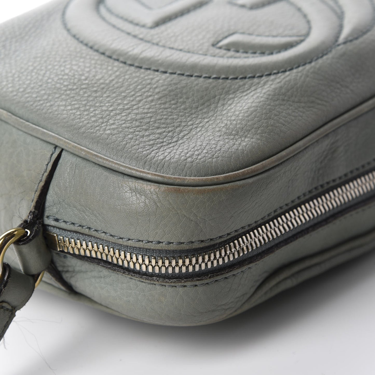 Pebbled Calfskin Small Soho Disco Bag Light Blue