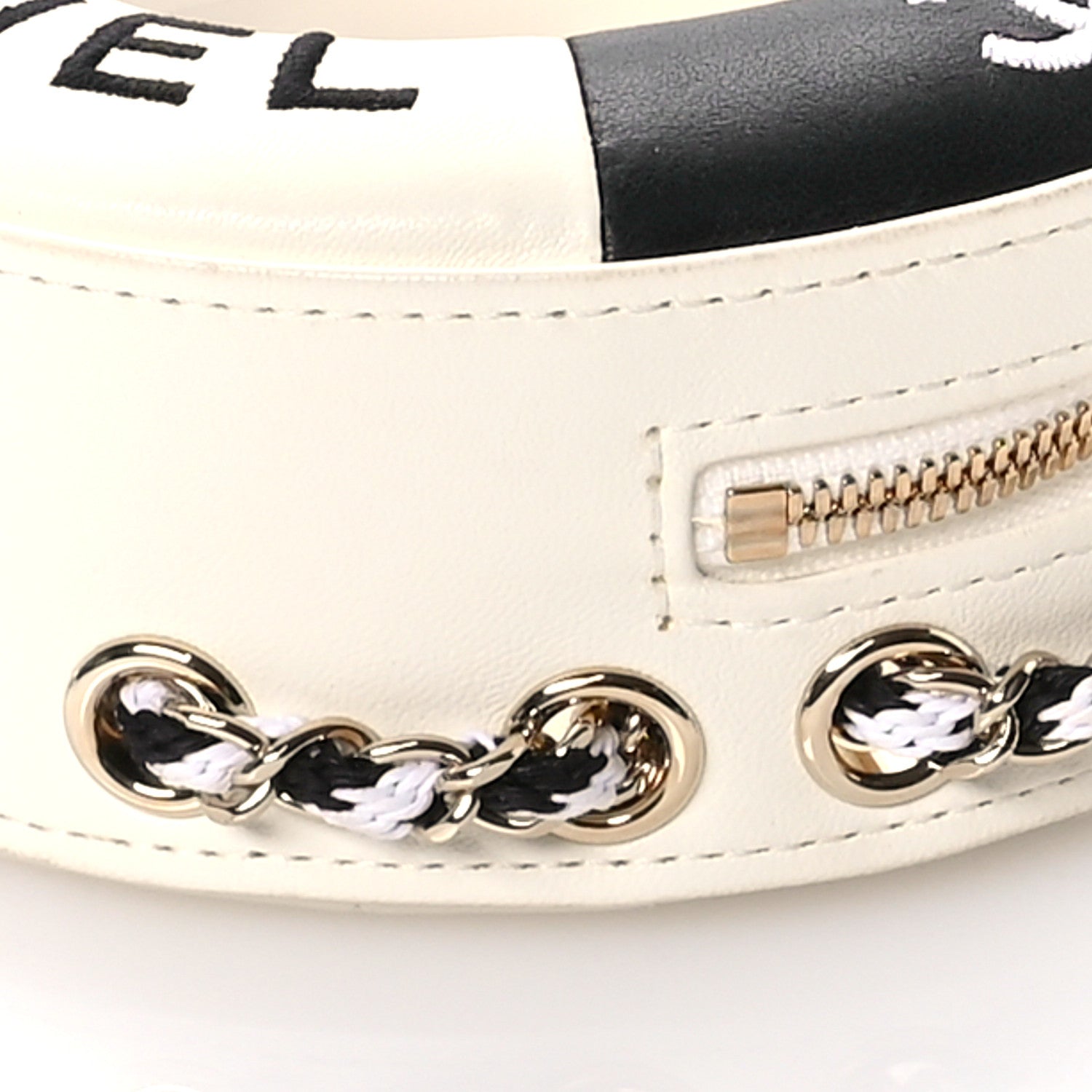 Chanel Lambskin Coco Lifesaver Round Bag Black White 10 of 10