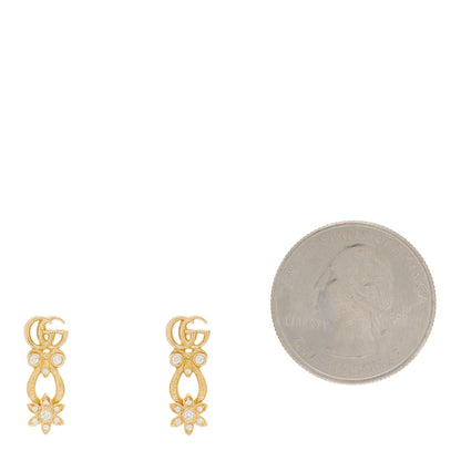 Gucci 18K Yellow Gold Diamond Flora Pave Earrings 2 of 3