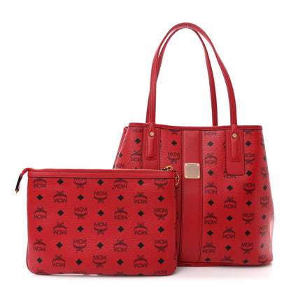 MCM Visetos Medium Liz Reversible Shopper Tote Ruby Red 1 of 15