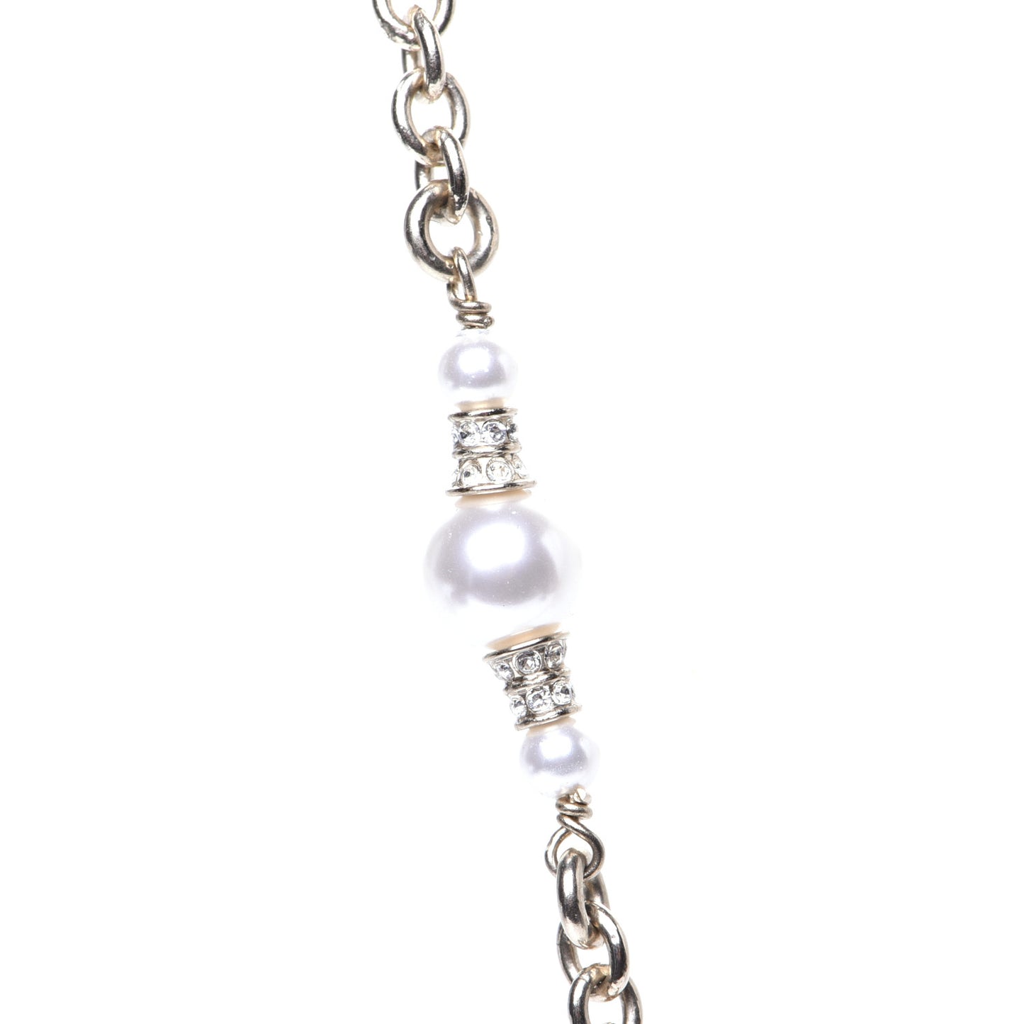 Crystal Pearl Nefertiti CC Pendant Necklace Gold