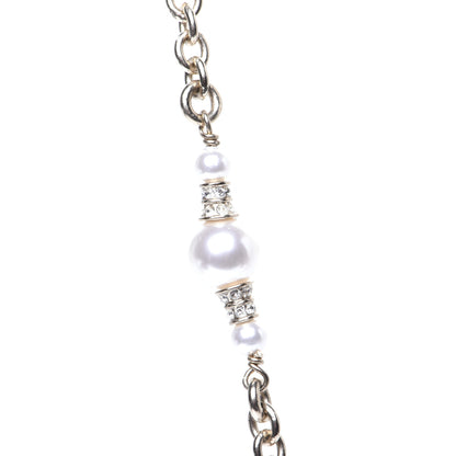Chanel Crystal Pearl Nefertiti CC Pendant Necklace Gold 3 of 5