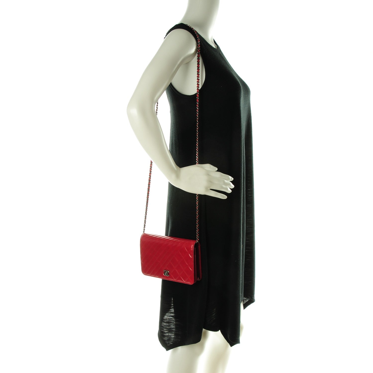 Chanel Lambskin Quilted Coco Boy Wallet On Chain WOC Red 2 of 8