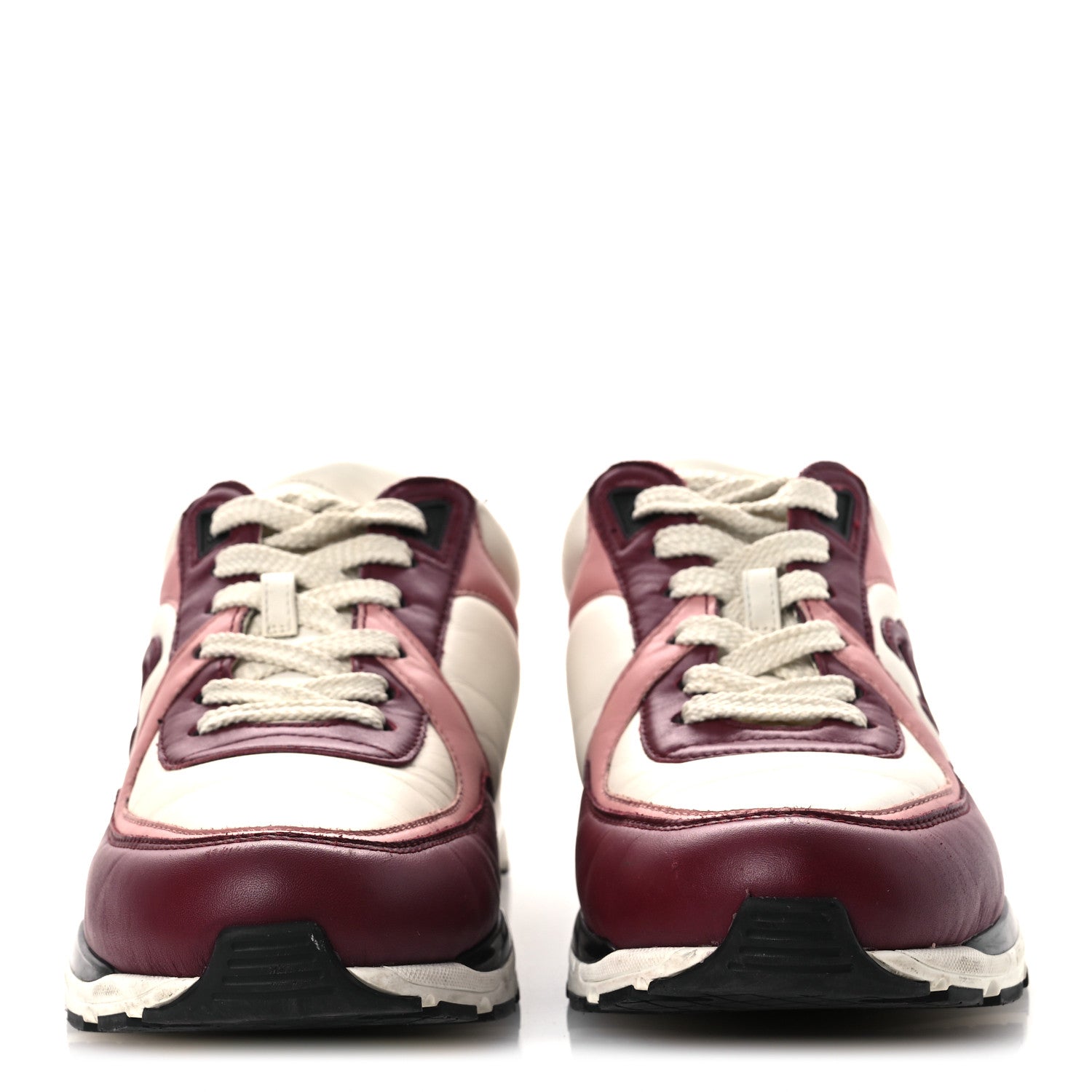 Chanel Calfskin CC Sneakers 38.5 Light Burgundy White Pink 3 of 14