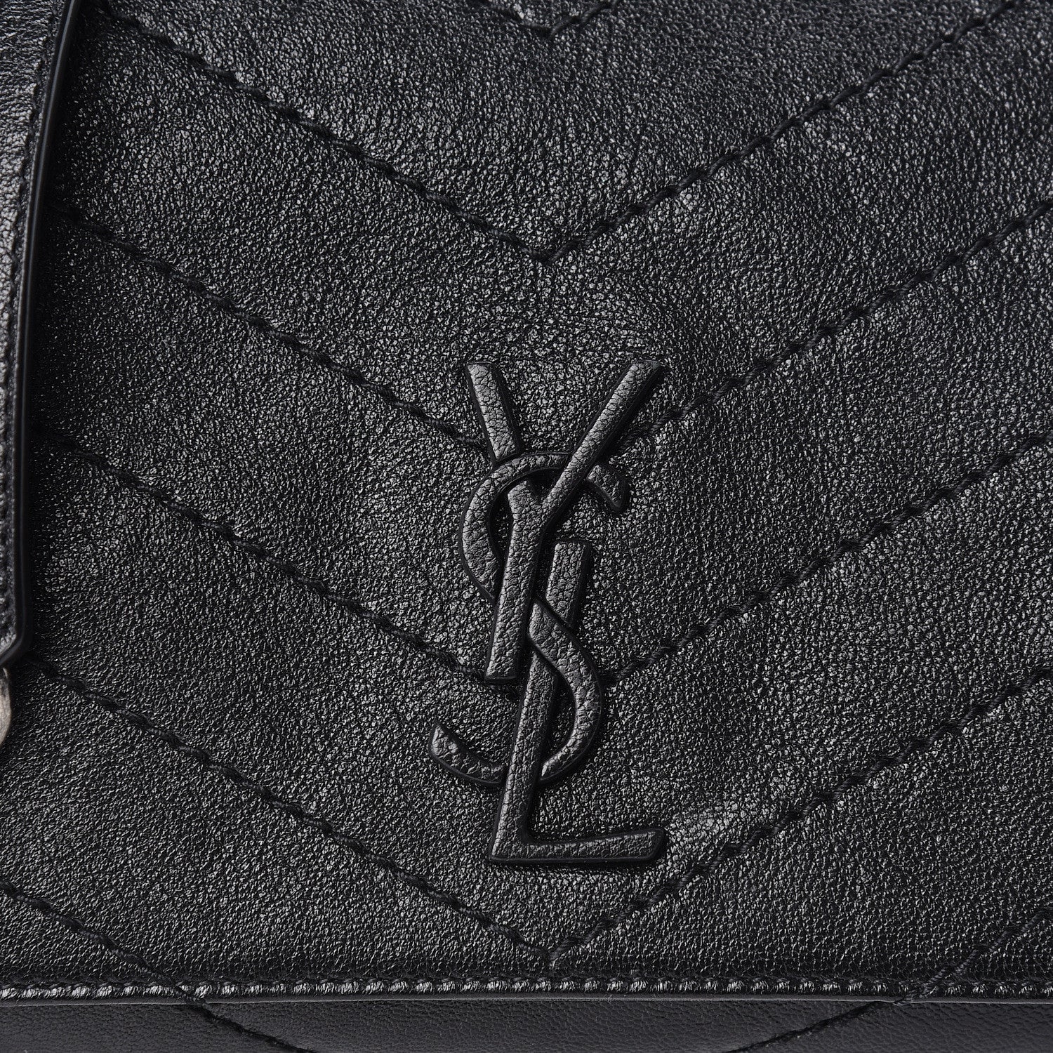 Saint Laurent Pebbled Lambskin Chevron Monogram Small Nolita Black 7 of 9