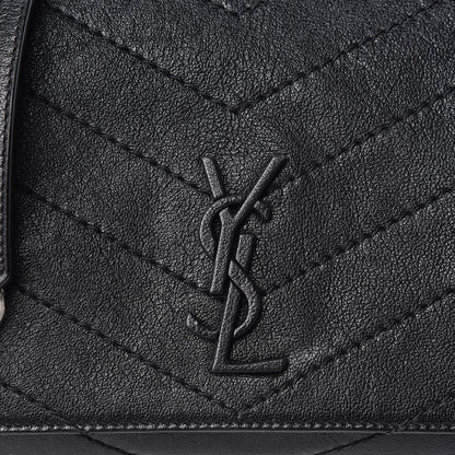 Saint Laurent Pebbled Lambskin Chevron Monogram Small Nolita Black 7 of 9