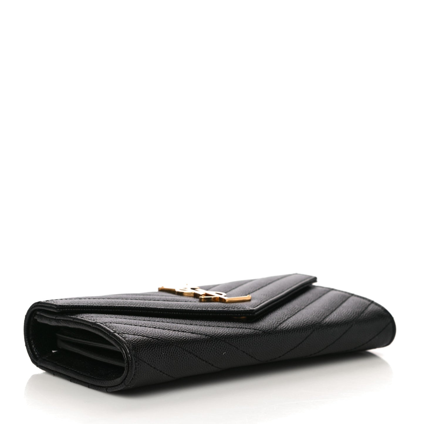 Grain De Poudre Matelasse Chevron Monogram Flap Wallet Black
