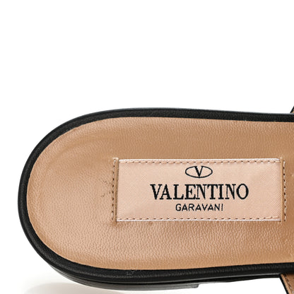 Valentino Garavani Nappa Rockstud Caged Flat Slide Sandals 36 Black 8 of 9