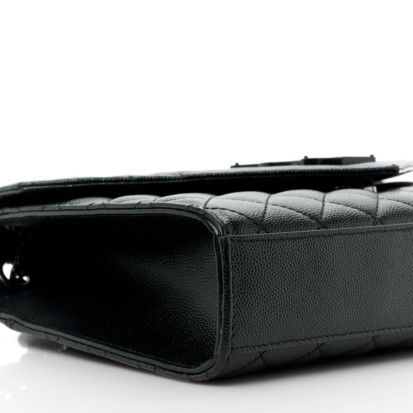 Grain De Poudre Textured Mixed Matelasse Triquilt Medium Monogram Monochrome Satchel Black