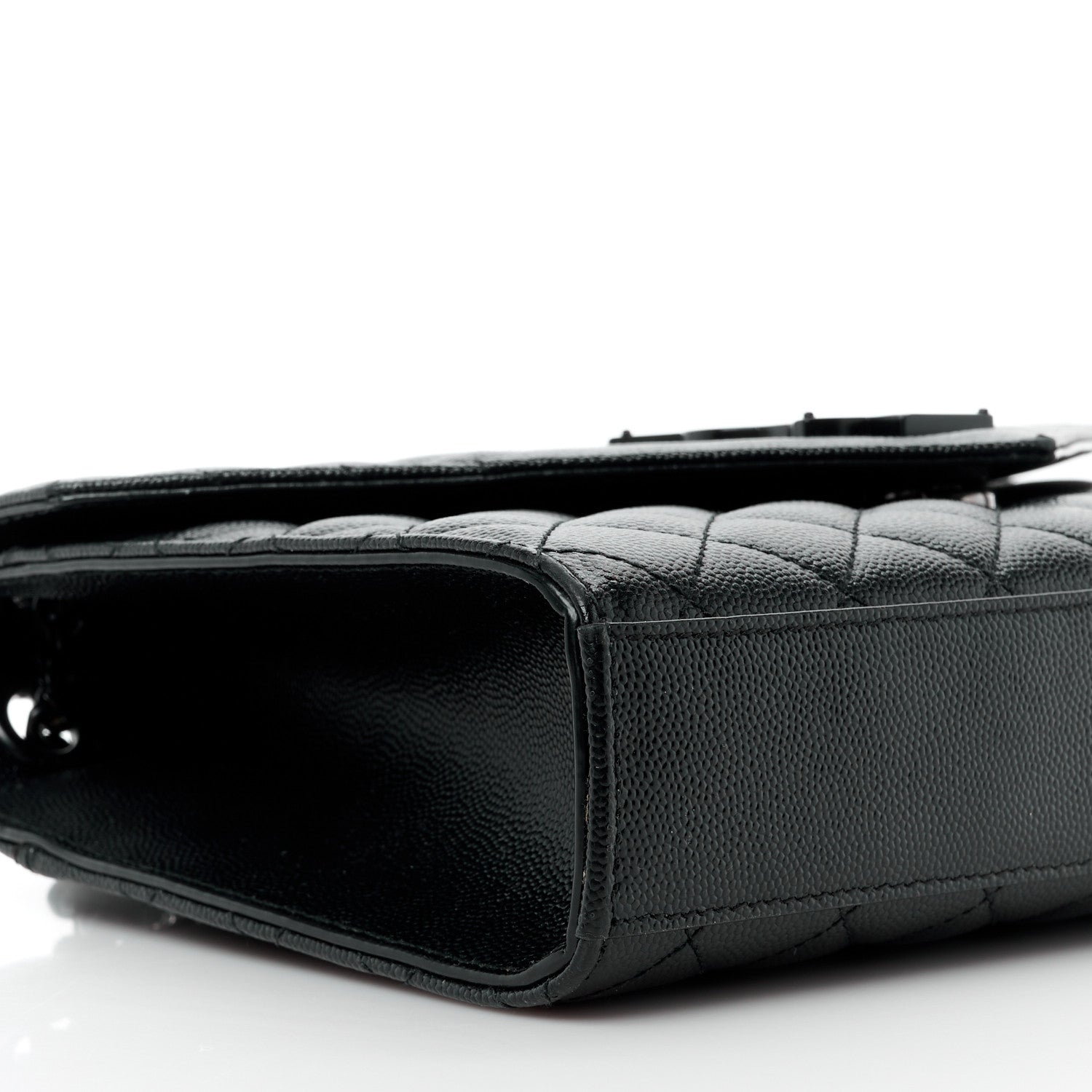 Saint Laurent Grain De Poudre Textured Mixed Matelasse Triquilt Medium Monogram Monochrome Satchel Black 11 of 15