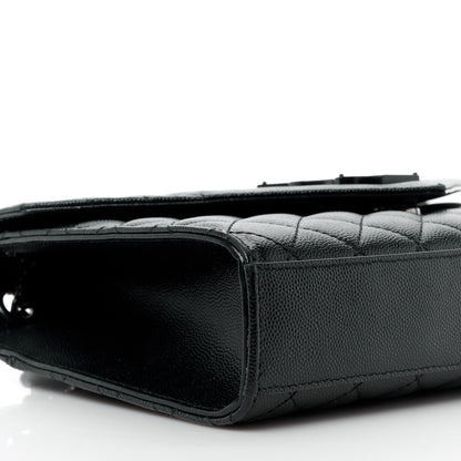 Saint Laurent Grain De Poudre Textured Mixed Matelasse Triquilt Medium Monogram Monochrome Satchel Black 11 of 15