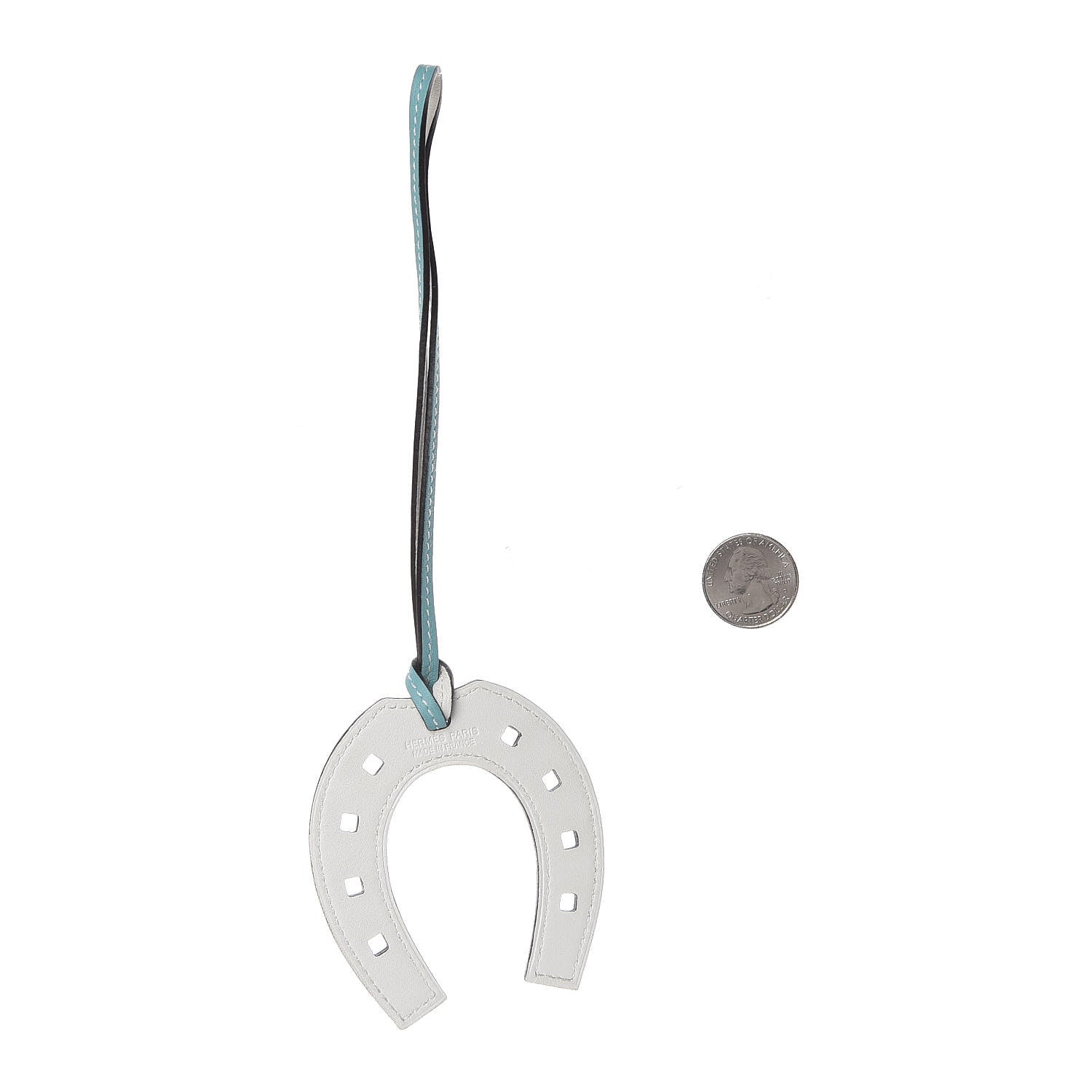 Hermes Swift Paddock Horseshoe Bag Charm Bleu Atoll White 2 of 3