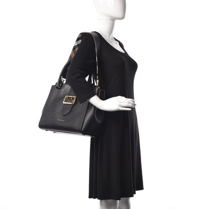 Burberry Soft Grain Calfskin Medium Buckle Tote Black 2 of 10