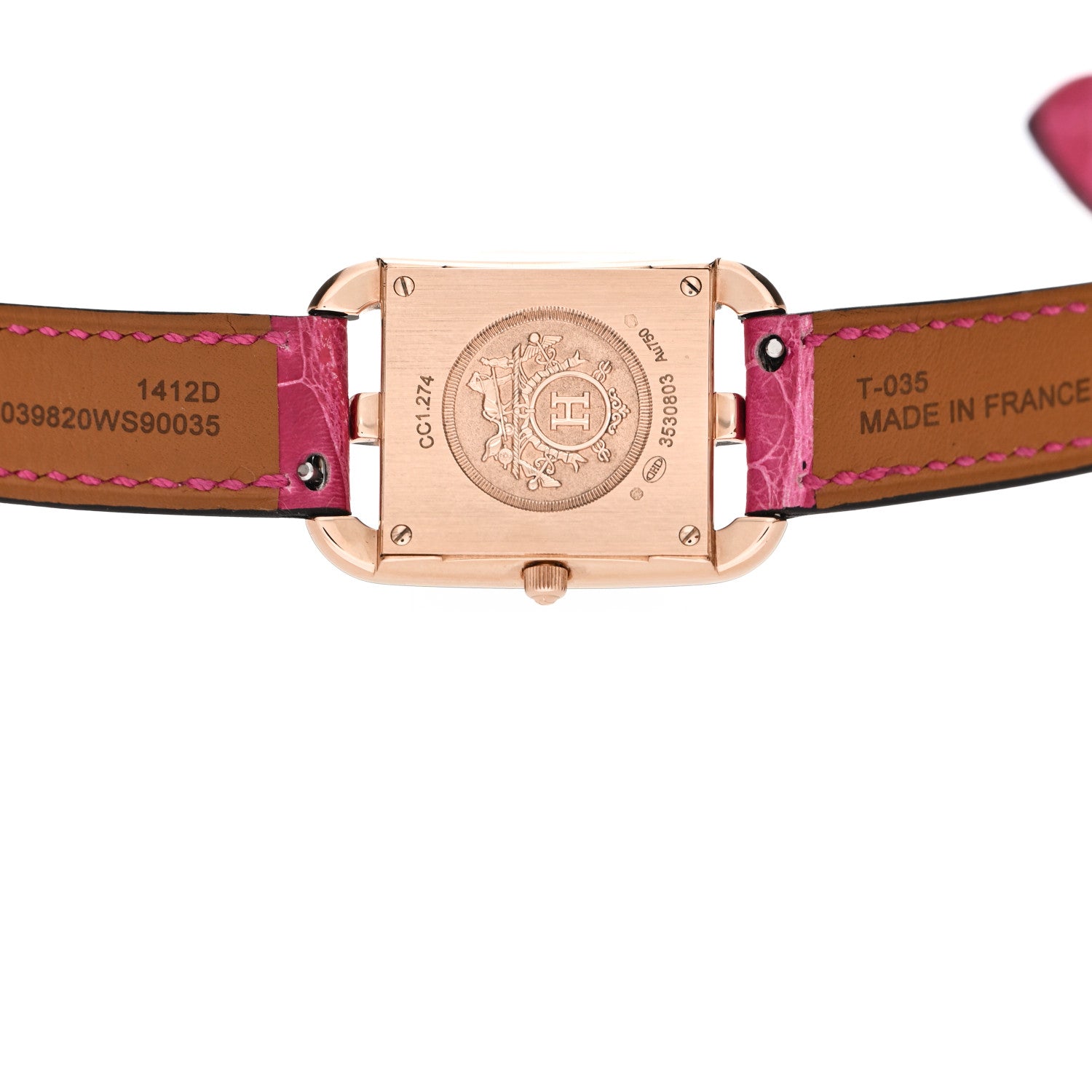 Hermes 18K Rose Gold Alligator Diamond Bezel Mother of Pearl 23mm Cape Cod Quartz Watch Framboise 4 of 5