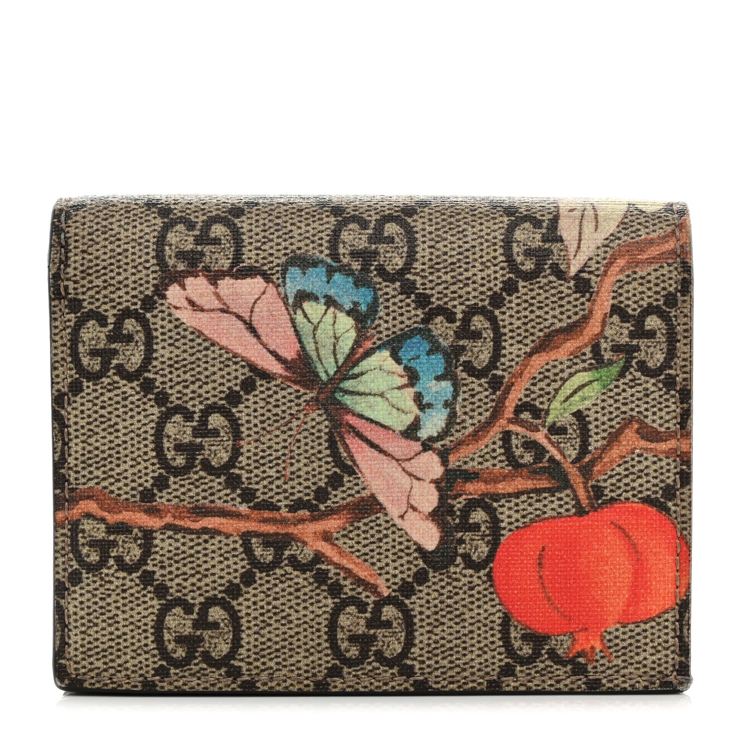 GG Supreme Monogram Tian Card Case Beige Multicolor Red