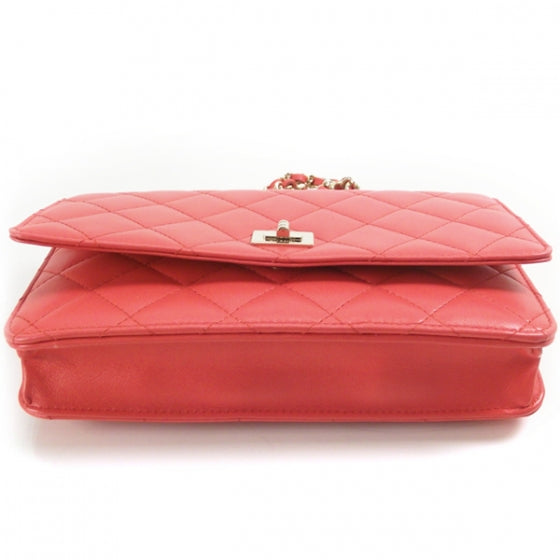 Chanel Lambskin Reissue Wallet On Chain Red 5 of 10