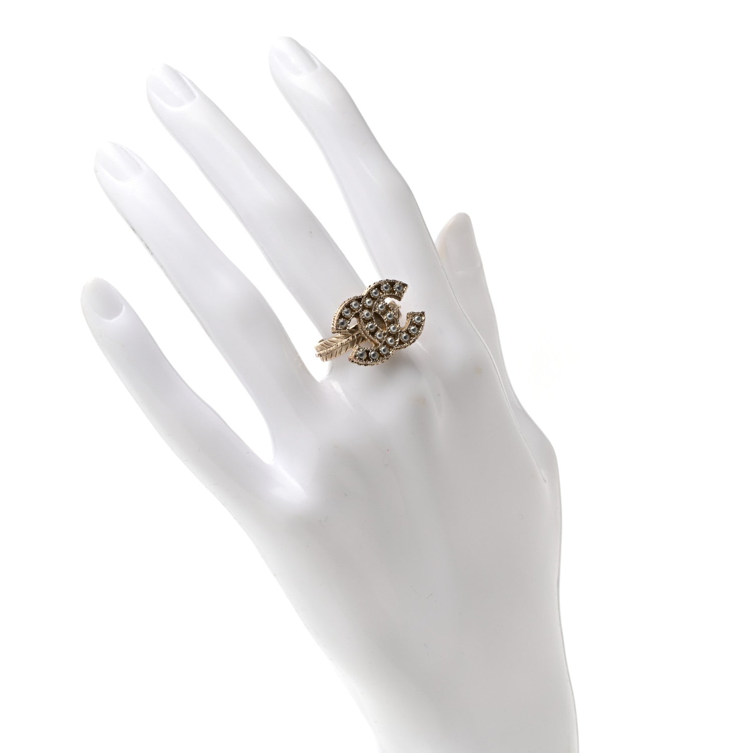 Chanel Pearl CC Ring 51/5.75 Gold 4 of 8