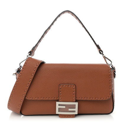Fendi Cuoio Roma Sellerissima Nappa Sintetica Tape Stitch Baguette Brandy 1 of 11