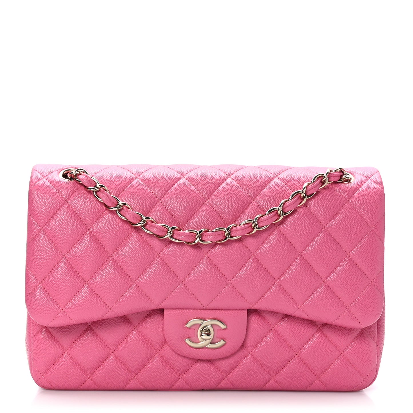 Caviar Quilted Jumbo Double Flap Pink