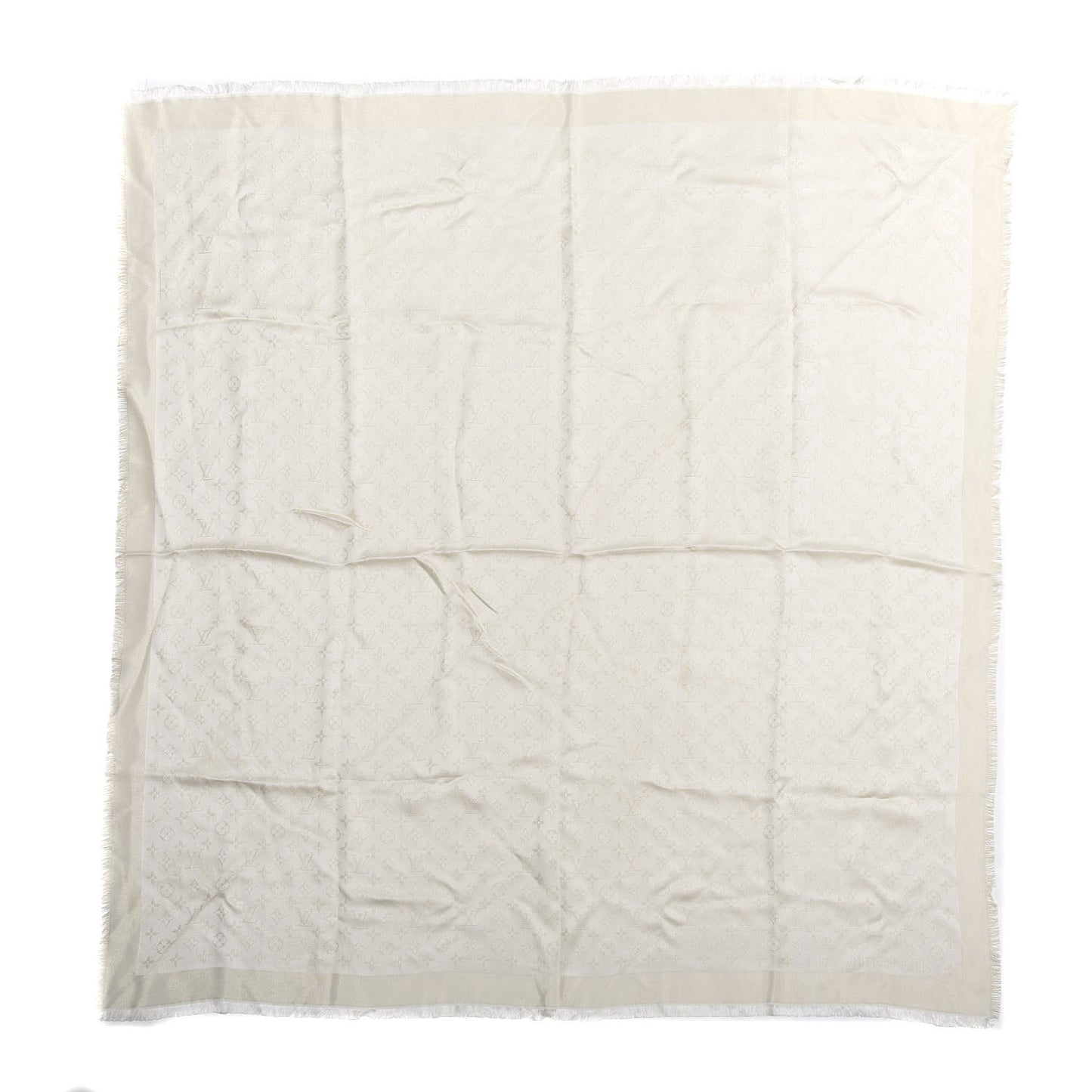 Silk Wool Monogram Shine Shawl Beige