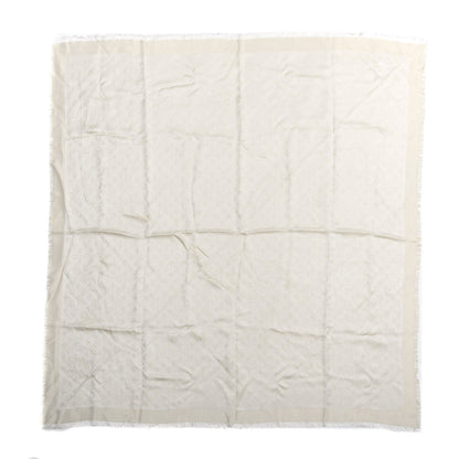 Louis Vuitton Silk Wool Monogram Shine Shawl Beige 1 of 3