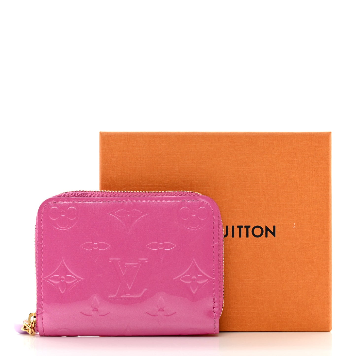Vernis Enamel Heart Zippy Coin Purse Neon Pink