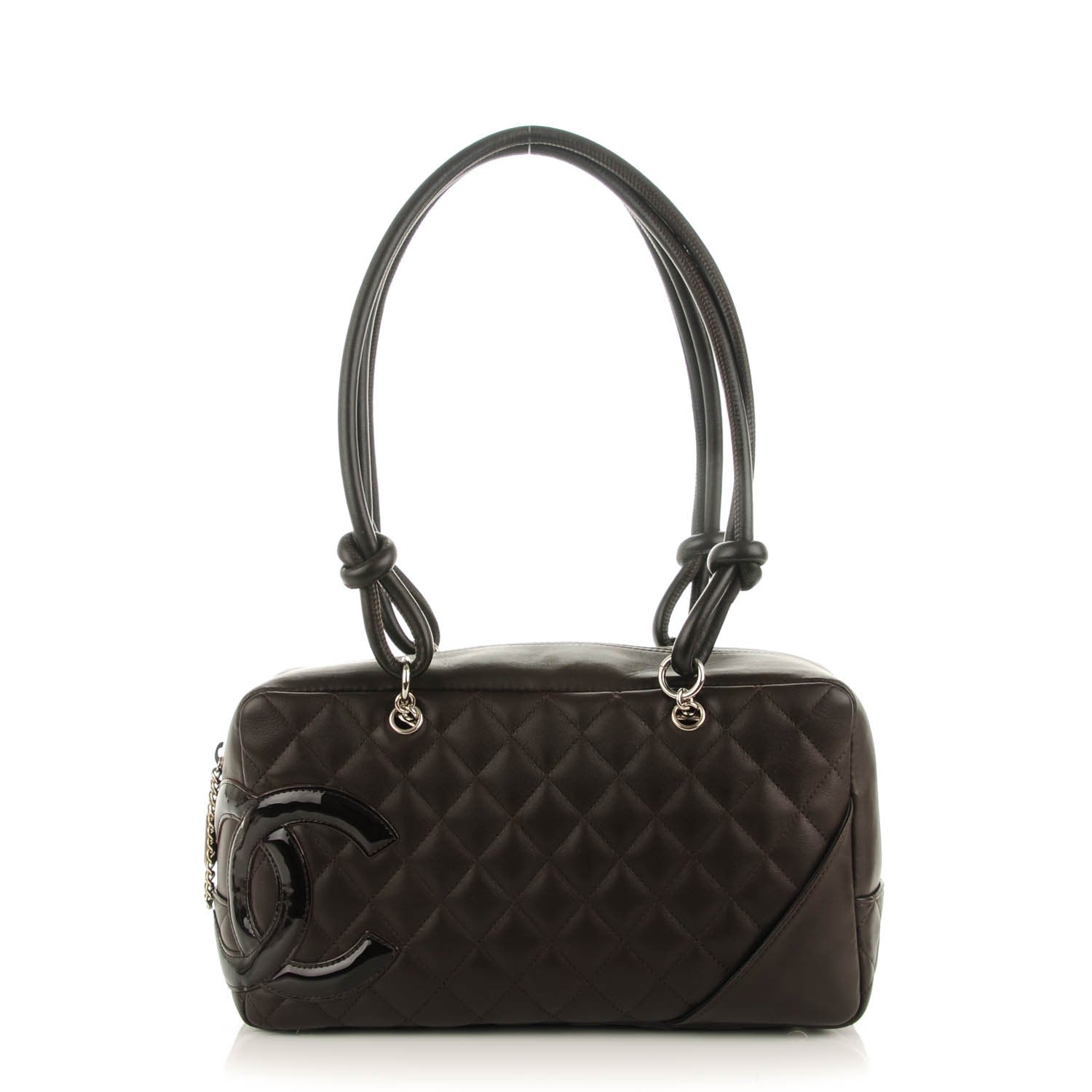 Chanel Calfskin Quilted Large Cambon Bowler Dark Brown 1 of 8
