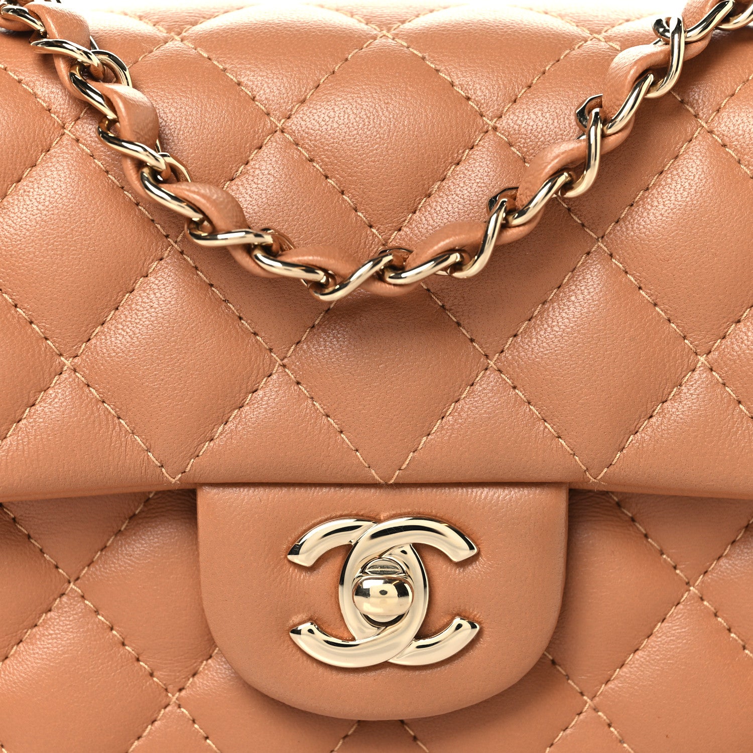 Chanel Lambskin Quilted Mini Rectangular Flap Brown 8 of 11