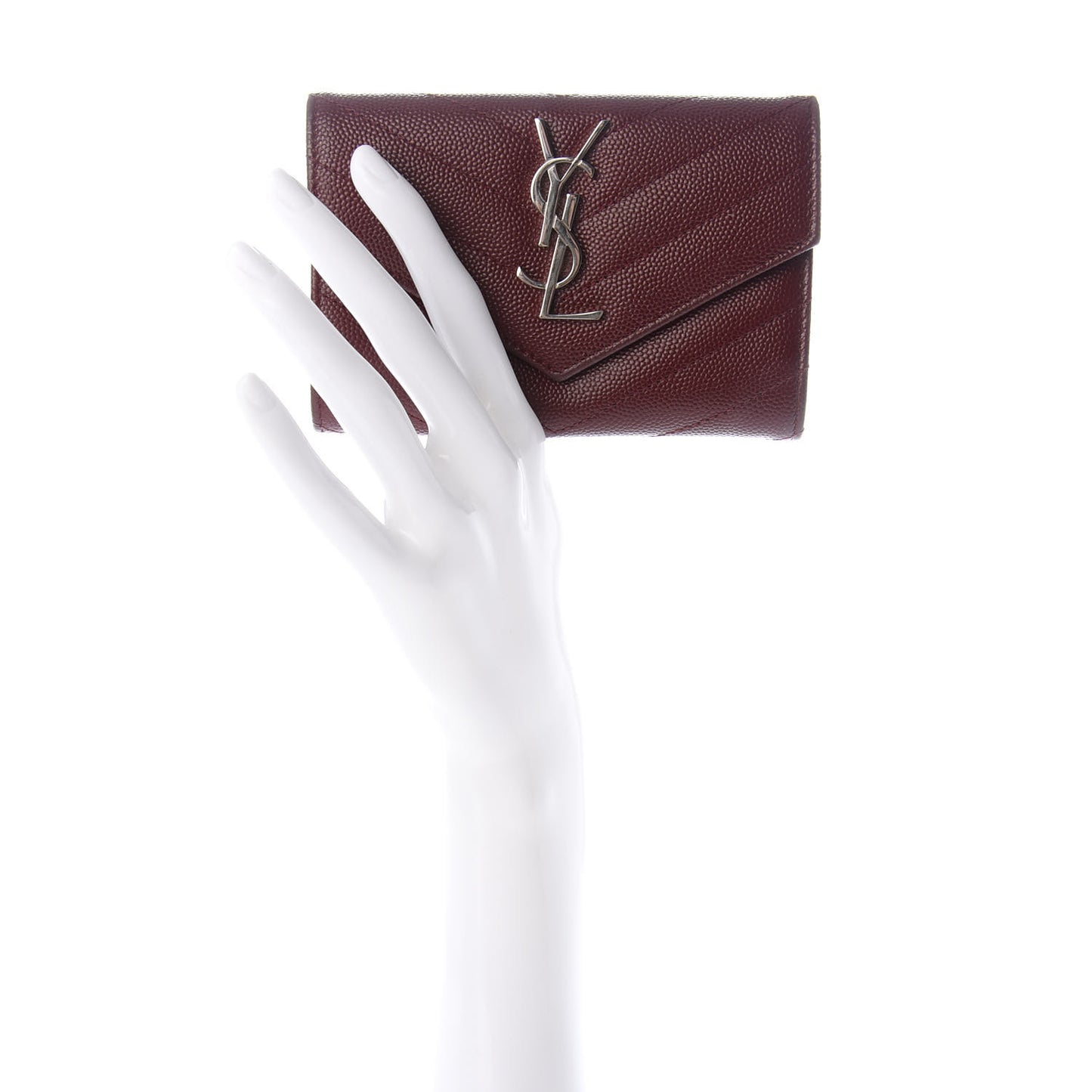 Grain De Poudre Matelasse Chevron Small Monogram Envelope Wallet Palissandre