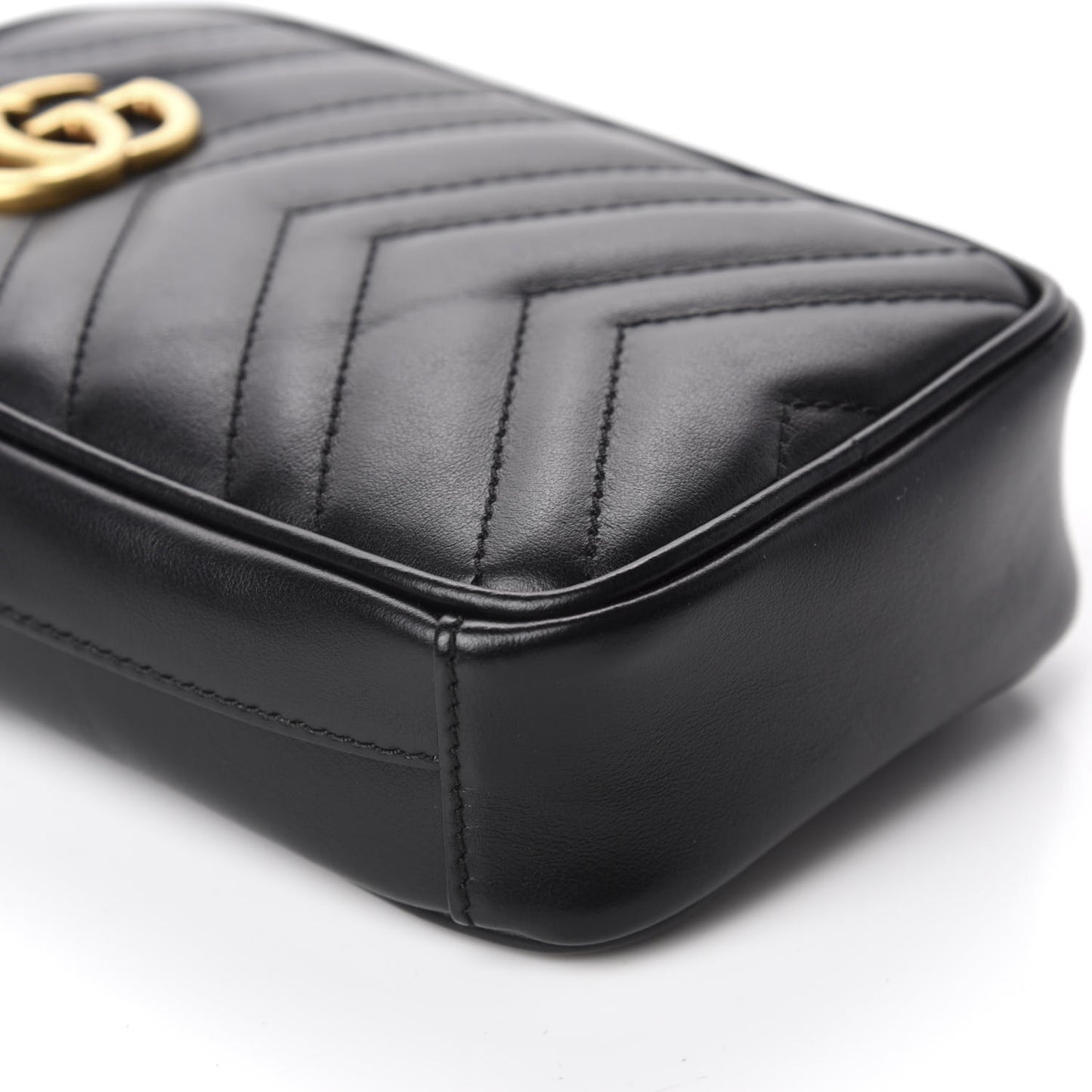 Calfskin Matelasse Mini GG Marmont Crossbody Bag Black