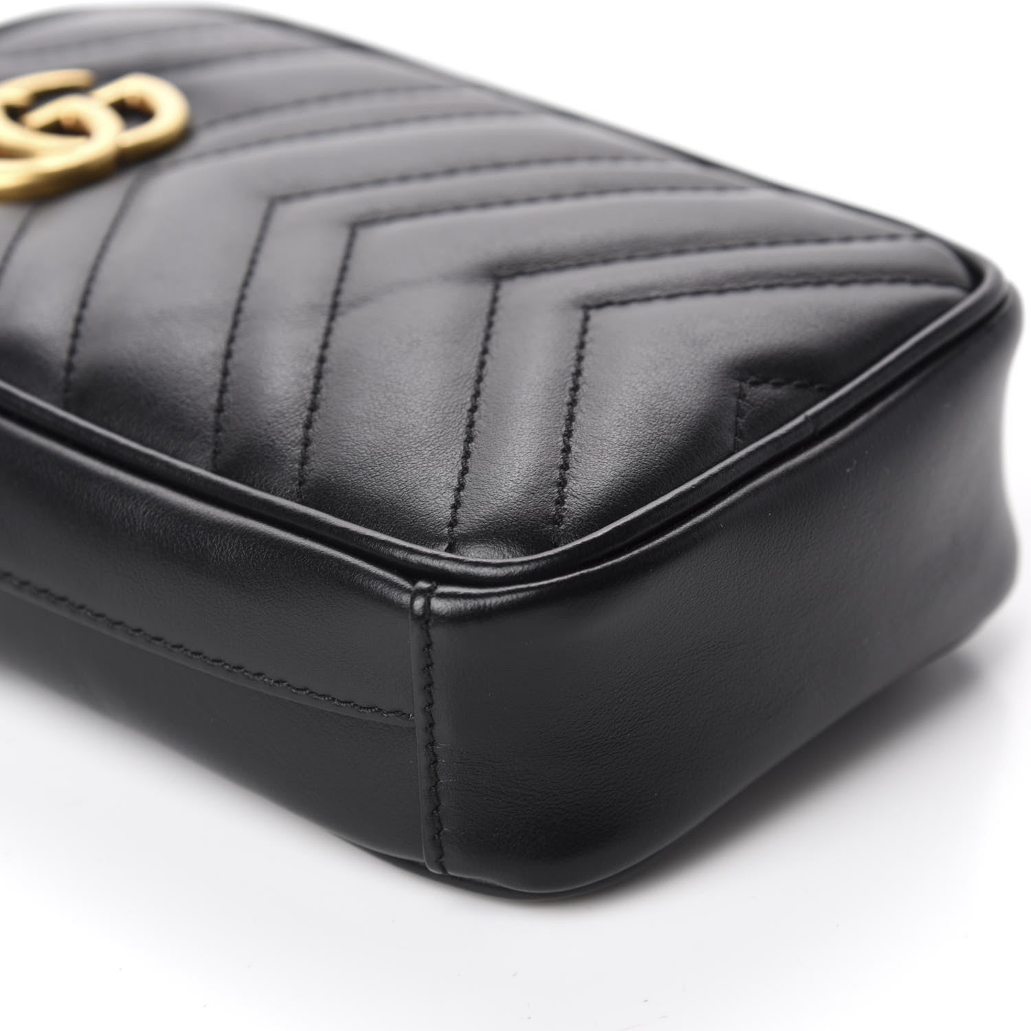 Gucci Calfskin Matelasse Mini GG Marmont Crossbody Bag Black 6 of 10