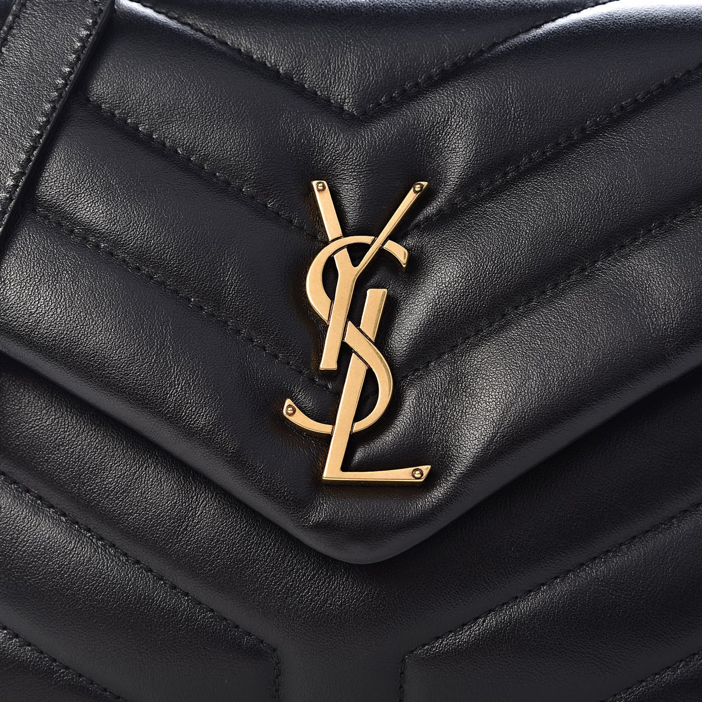 Calfskin Y Quilted Monogram Small Loulou Chain Satchel Black