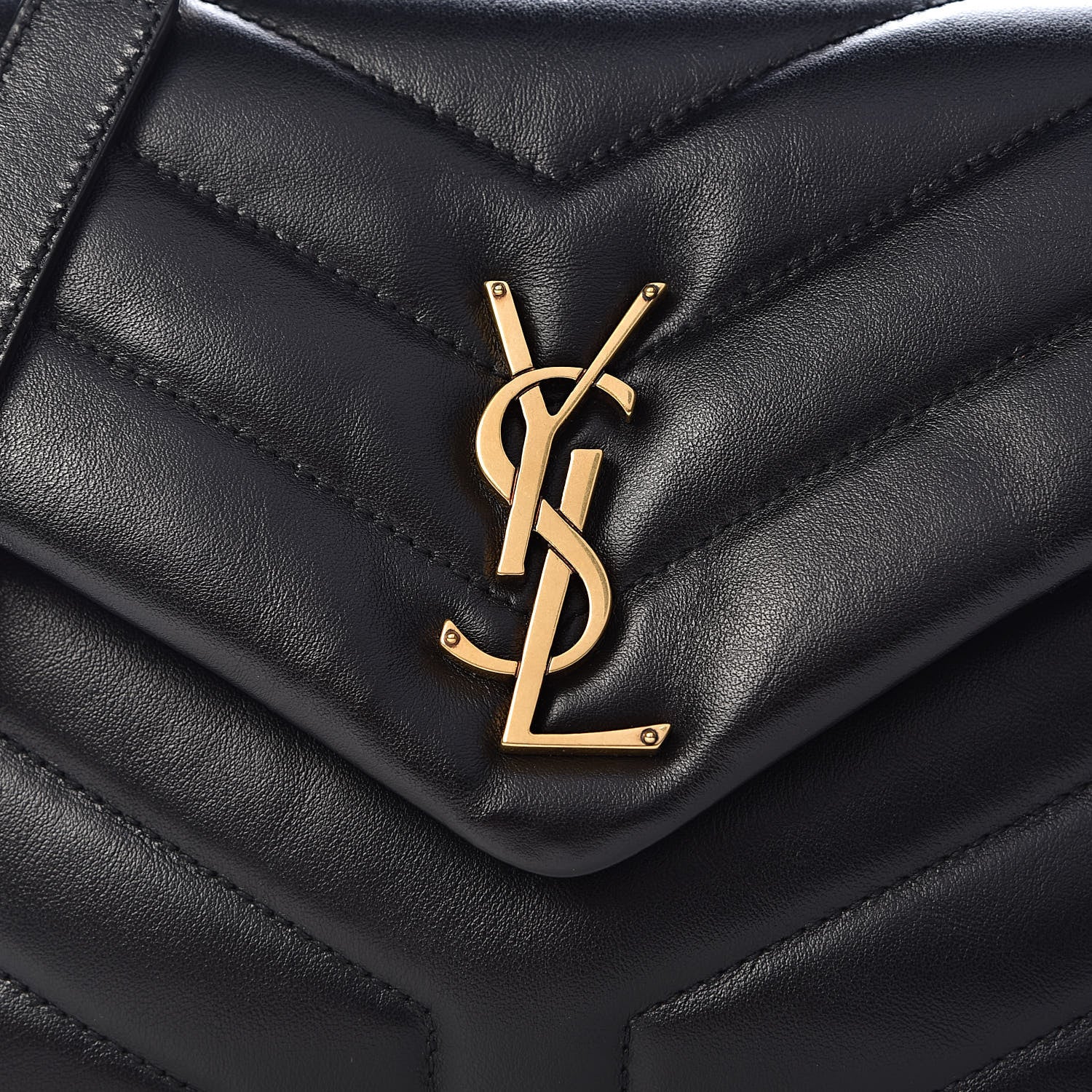 Saint Laurent Calfskin Y Quilted Monogram Small Loulou Chain Satchel Black 13 of 14