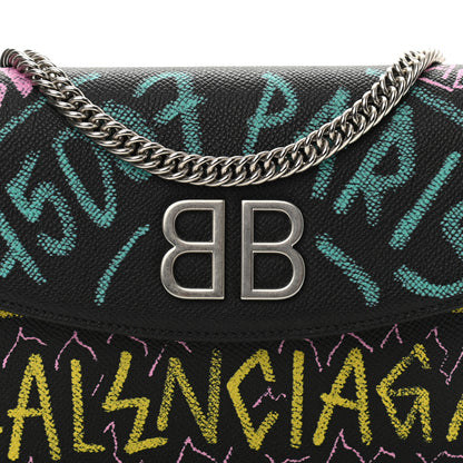 Balenciaga Grained Calfskin Graffiti BB Wallet On Chain Black 5 of 6